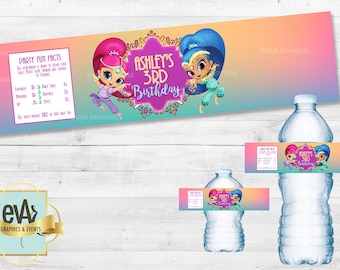 Shimmer and Shine Water Labels/ Shimmer and Shine Party Supplies/ Shimmer and Shine Party