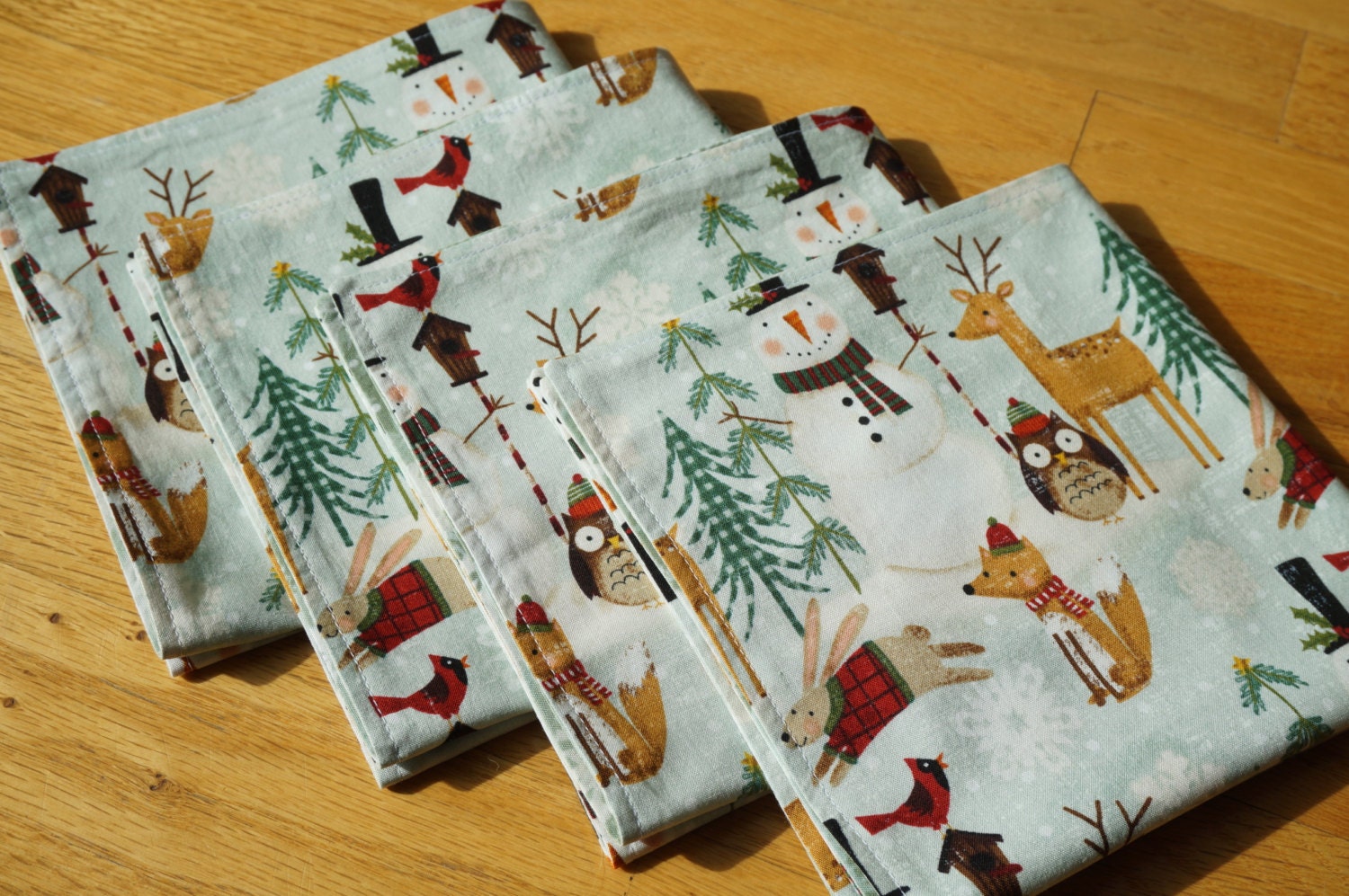 Christmas Cloth Napkins Wildlife Napkins Holiday Napkin