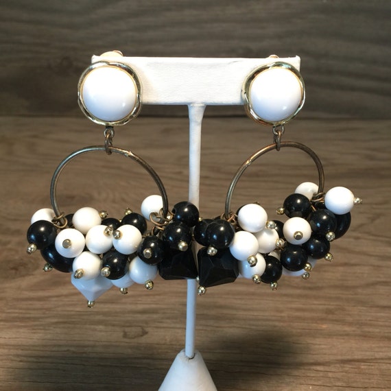 Stunning Beaded Clip on Earrings Beaded Hoop Dandle earrings