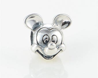 Disney MICKEY MOUSE PORTRAIT Charm / New / Sterling Silver / Threaded / Fully Stamped