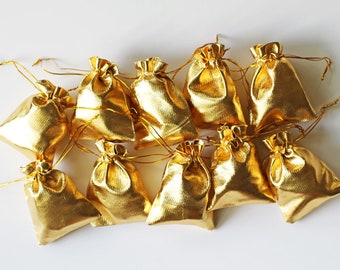 Gold Favor Bag, Party Favor Bags, Wedding Favor, Gold Party, Gold Anniversary, Treat Bags, Candy Bags, Jewelry Bags, Drawstring Bags