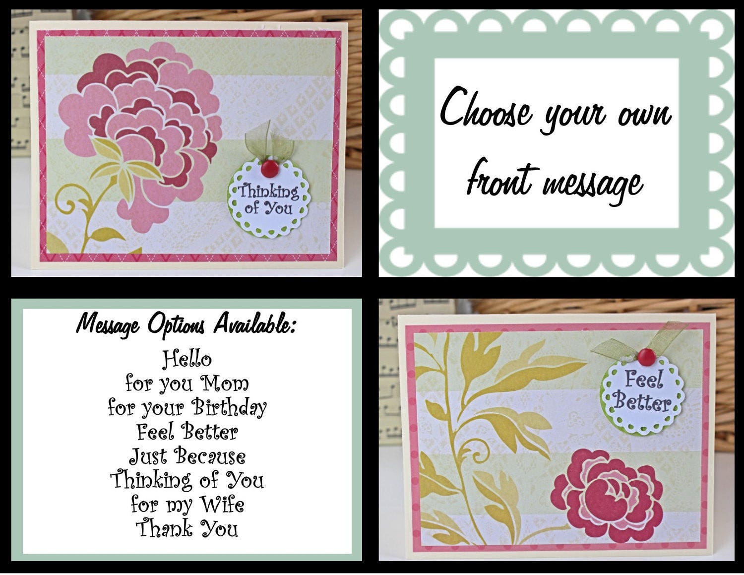 Custom, Rose, Flower, Card, Handmade, Thank You, Birthday, Any ...