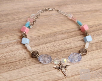 Abstract Pastel Handpainted Wooden Keychain 117