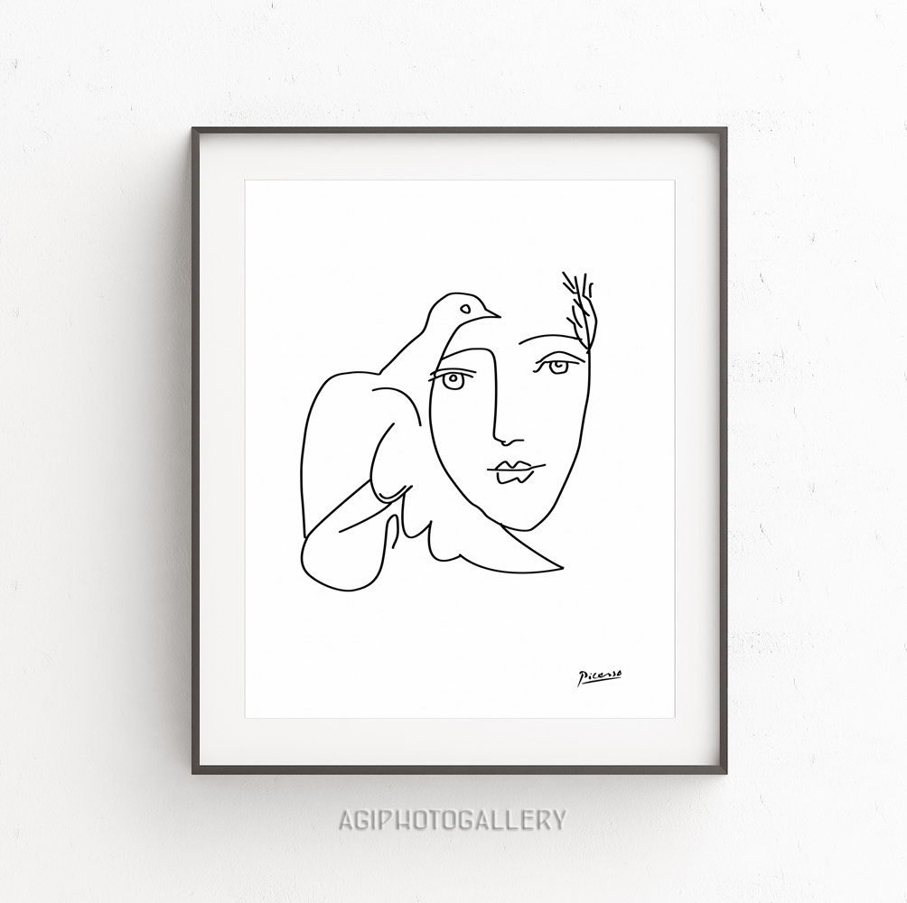 Picasso Girl Dove Print Picasso Face of Peace Print Picasso