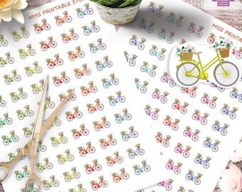 Bicycle Printable Planner Stickers Bicycle Icon Stickers Functional Stickers Bike riding Planner, Monthly Kit Printable,Instant download