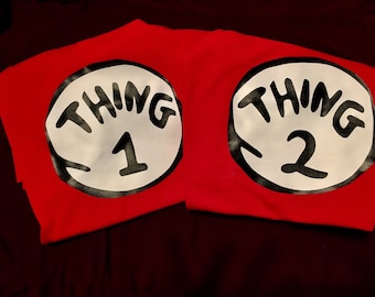 Thing one and thing two shirts, Dr. Seuss shirt, teacher shirt, cat in the hat shirt, celebrate Dr. Seuss shirt.