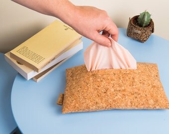 Tissue box cover, Tissue holder, Napkin box, Shabby chic, Tissu storage, container, Cork Decorative Tissue cover, Fabric Tissue Box