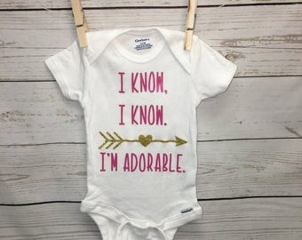 Baby girl onesie, Personalized onesie, New baby girl outfit, Im adorable onesie, new baby, clothing, baby girls clothing, baby girl bodysuit