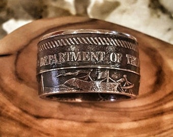 US Navy Ring - Hand Forged .999 Pure Copper Coin Ring