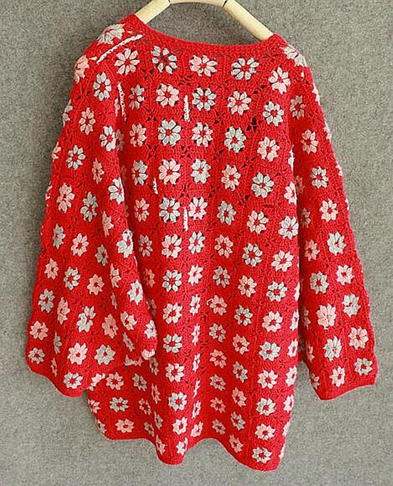 Tie Front Crochet Kimono Cardigan Long Sleeve Boho Women