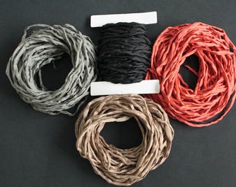 Habotai Silk Foulard Cord 3 mm Black Naturally Soft, 'Second Skin' For Jewelry/Jewellery 3 metres