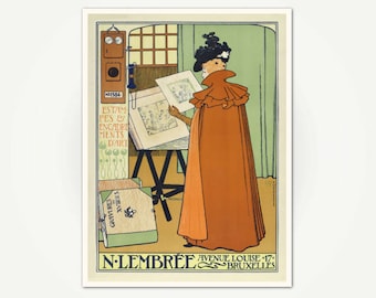 Lembrée Estampes et Encadrements d'art Poster Print - Vintage Belgian Poster Art by Theo Van Rysselberghe