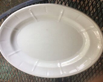 Antique White Ironstone Platter Persia Shape E. Corn 1850s Gothic Sydenham Variant Oval