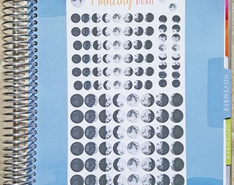 Moon Phase Sampler }} stickers .. Planner Stickers . ECLP . Vertical Erin Condren LifePlanner™ . 75+ stickers . Wicca . Pagan