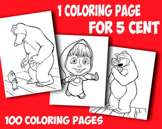 Masha and the Bear coloring pages-Coloring page printable-Kids