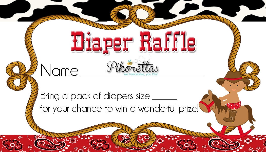 Western Afro Cowboy Diaper Raffle Tickets Dipper Raffles