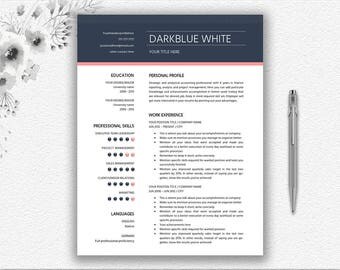 CV Template Personalized Design Editable In Word + Writing Tips + Cover Letter | Modern Printable Resume Template Instant Download