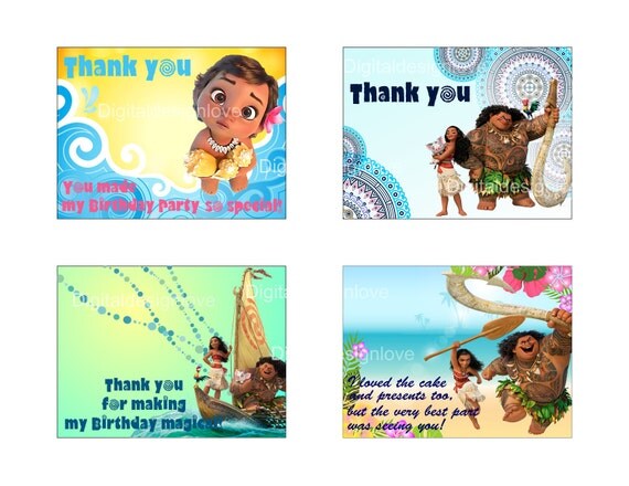 Moana Inspired Tags Moana Thank you tags Moana Thank You Cards Moana ...