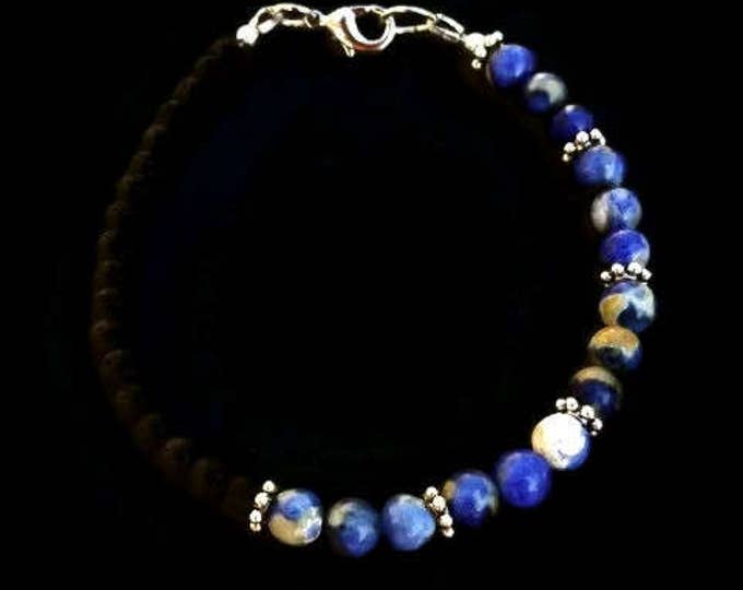 Sodalite and Lava Aromatherapy Essential Oil Diffusing Bracelet, Metaphysical Jewelry, Unique Birthday Gift