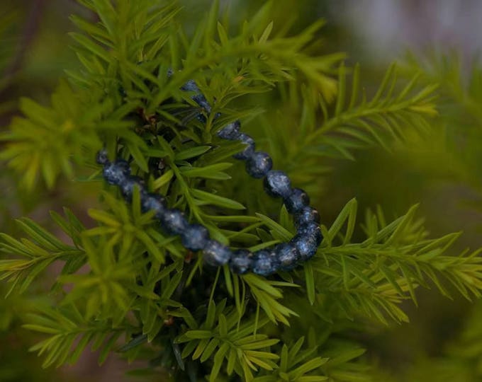 Blue Crackle Bead Stretch Bracelet, Blue Bracelet, Unique Birthday Gift, Beaded Stretch Bracelet, Blue Beaded Bracelet, B008