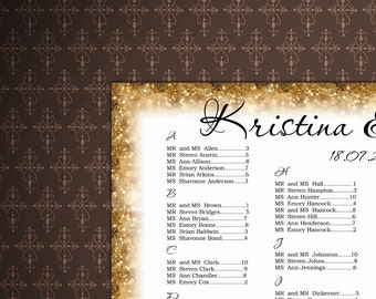 Wedding Seating Chart Template, Gold Seating Chart Poster DIY, Wedding Signs, code-022