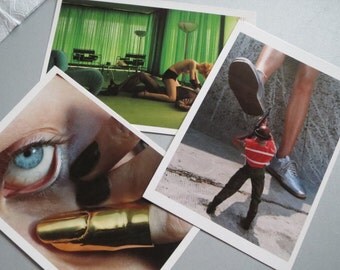 Post cards-printing-set 3 piece color, Sammlerkartennach motives of the-Helmut Newton early 90s printed, now rarely