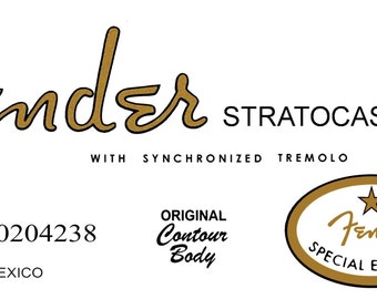 Two Fender Special Edition 60s Stratocaster Headstock Decals