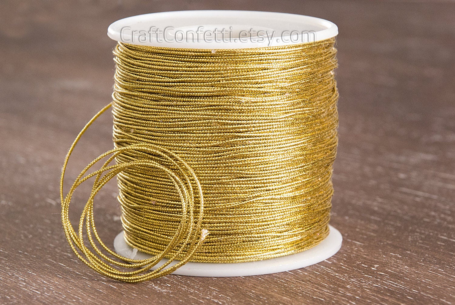 Gold string 1mm Gold metallic cord Yellow craft cord Golden