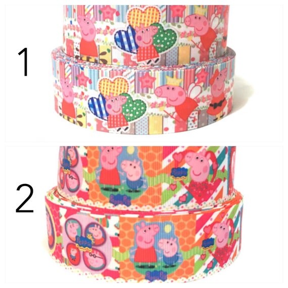 Cinta Grosgrain De Peppa Pig De 1 Pulgada (25mm) - Para Manualidades, Decoración De Pasteles, Lazos O Cabello