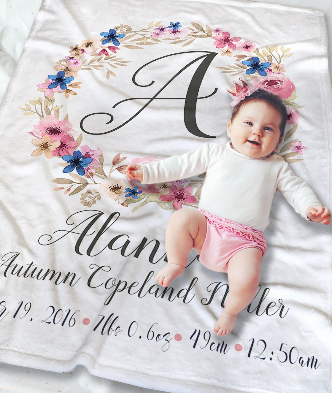 Download Baby Monogrammed Blanket Baby Name Blanket Newborn Baby