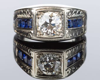 Art deco mens ring | Etsy