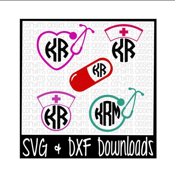 Download Nurse SVG Nurse Monogram SVG Cut File dxf & SVG Files