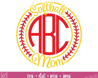 Softball Monogram svg - Softball Mom svg - Softball svg - Softball Stitches - Softball Frame svg - Monogram Frame svg - Softball svg file