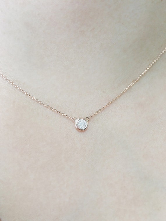 SALE Diamond Necklace Brilliant Cut Minimalist by JSVConcept