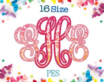 16 Sizes Vine Applique Monogram Embroidery Font PES Embroidery Machine,Embroidery Font,Monogram Font,Monogram Initials,Vine Font Monogram
