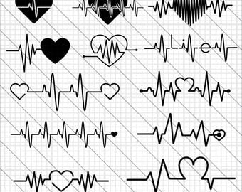 Heartbeat Silhouettes SVG, heartbeat clipart,heartbeat svg Cut File,DXF,PNG Use with Silhoutte Studio & Cricut Instant Download
