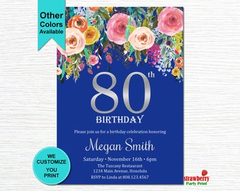 80th birthday invitations | Etsy