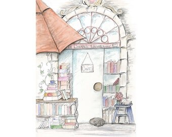 Book Shop (La Librairie Enchanteresse) - Wall Art Print French-Themed