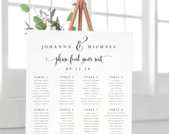 Seating Chart-Instant Download-Printable Seating Chart-Seating Sign-Find Your Table-Find Your Seat-Digital Calligraphy Template-#SN004_SC