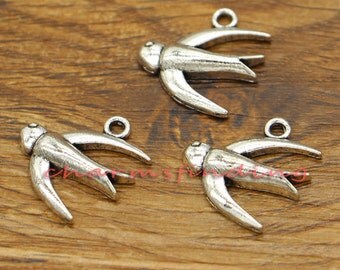 20pcs Bird Charms Swallow Charms Antique Silver Tone 20x19mm cf1851
