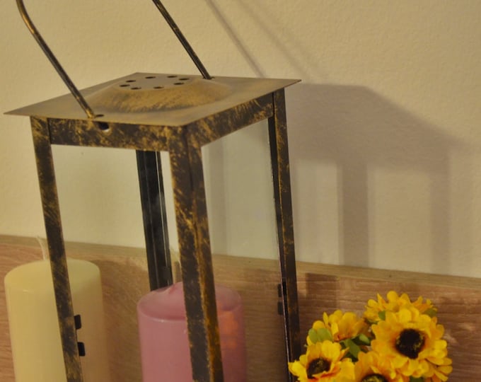 10%OFF Vintage rustic Bronze metallic Lantern / Bronze candleholder / lanterns / wedding lantern centerpiece