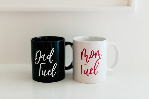 Download Dad Fuel and Mom Fuel Mugs Customizable Calligraphy Mug