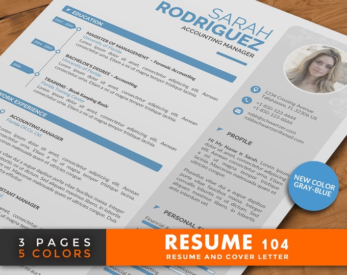 Resume Template Instant Download, 5 Creative CV Template and Cover Letter Bundle. Easy-to-edit, Modern Curriculum Vitae