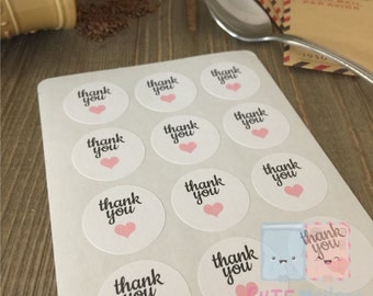 Pink Hearts Thank You Stickers (120 pieces)