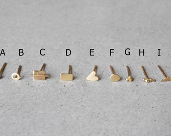 14k gold stud earrings, 14k minimalist gold stud earrings, solid gold stud earrings, mix and match earrings, yellow gold stud earrings