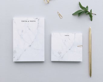 Take Note, White Marble Notepad, Blanc Marble, Simple and Minimalist Marble Notepad, Marble, Marble Stationery