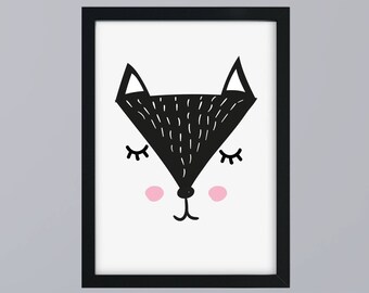 Fox face art print without frame