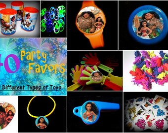 Moana Princess-40 Piece Combo or 28 Piece Combo -Toys Prizes Pinata Loot Supplies masks grab bag Party Favors