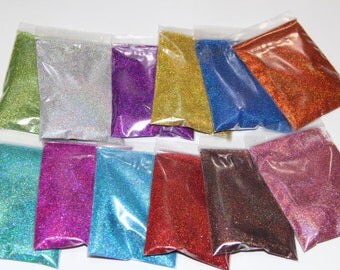5 grams each color solvent resistant holographic glitter Sampler Set for Glitter Nail Art Glitter Nail Polish and Glitter Crafts 004 (0.1mm)