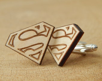 Wooden Cufflinks - Superman Cufflinks